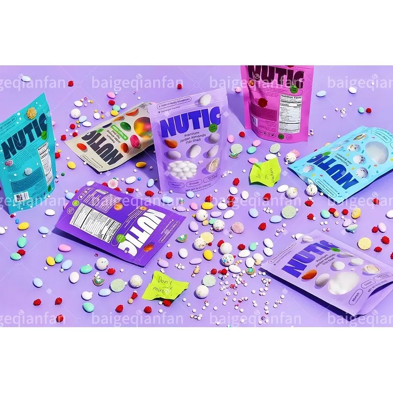 Feuille Feuilleté Plastik Resealable Ziplock Sak Soti Manjab Emballage Pran sant Prèv Sirèt Gummies 3.5g Mylar Sak Custom Enprime